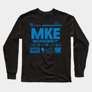 Vintage Milwaukee MKE Airport Code Travel Day Retro Travel Tag Wisconsin Long Sleeve T-Shirt